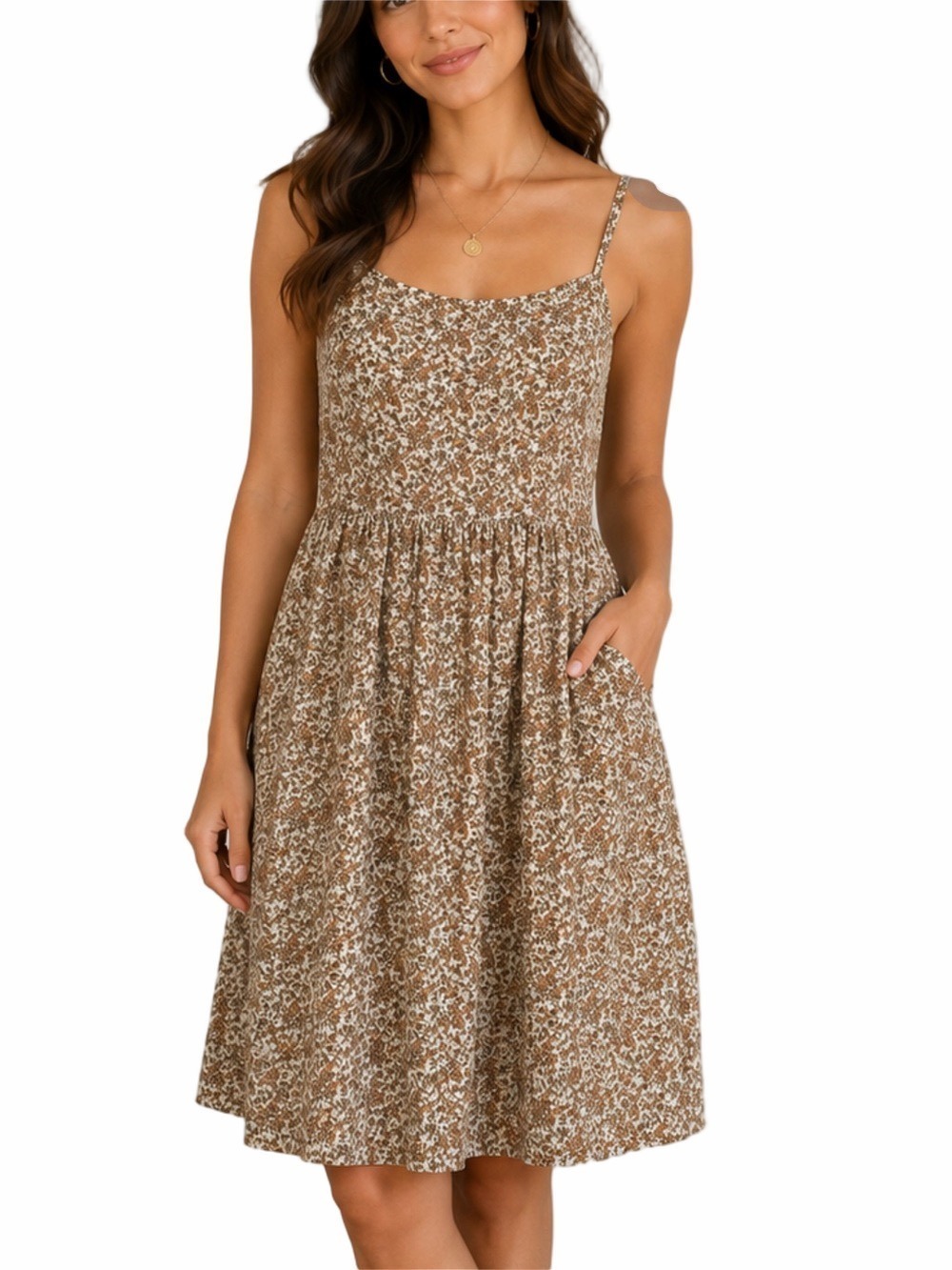 Natural Life Floral Print Sundress Women’s Size M Lightweight Pockets